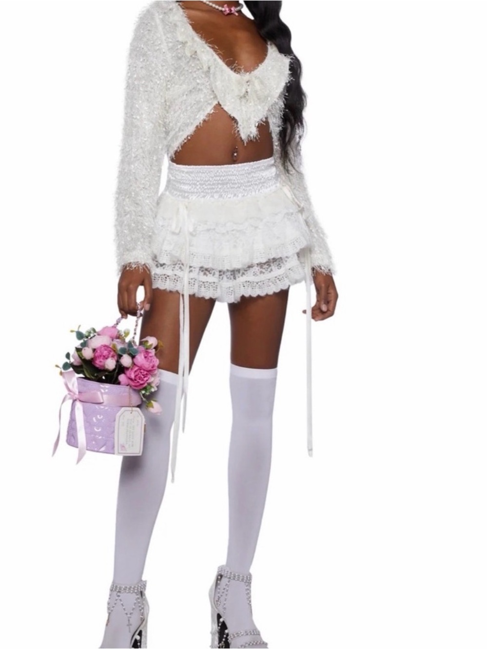 Sugar Thrillz Never Too Much Fuzzy Cropped Cardigan – Size Small